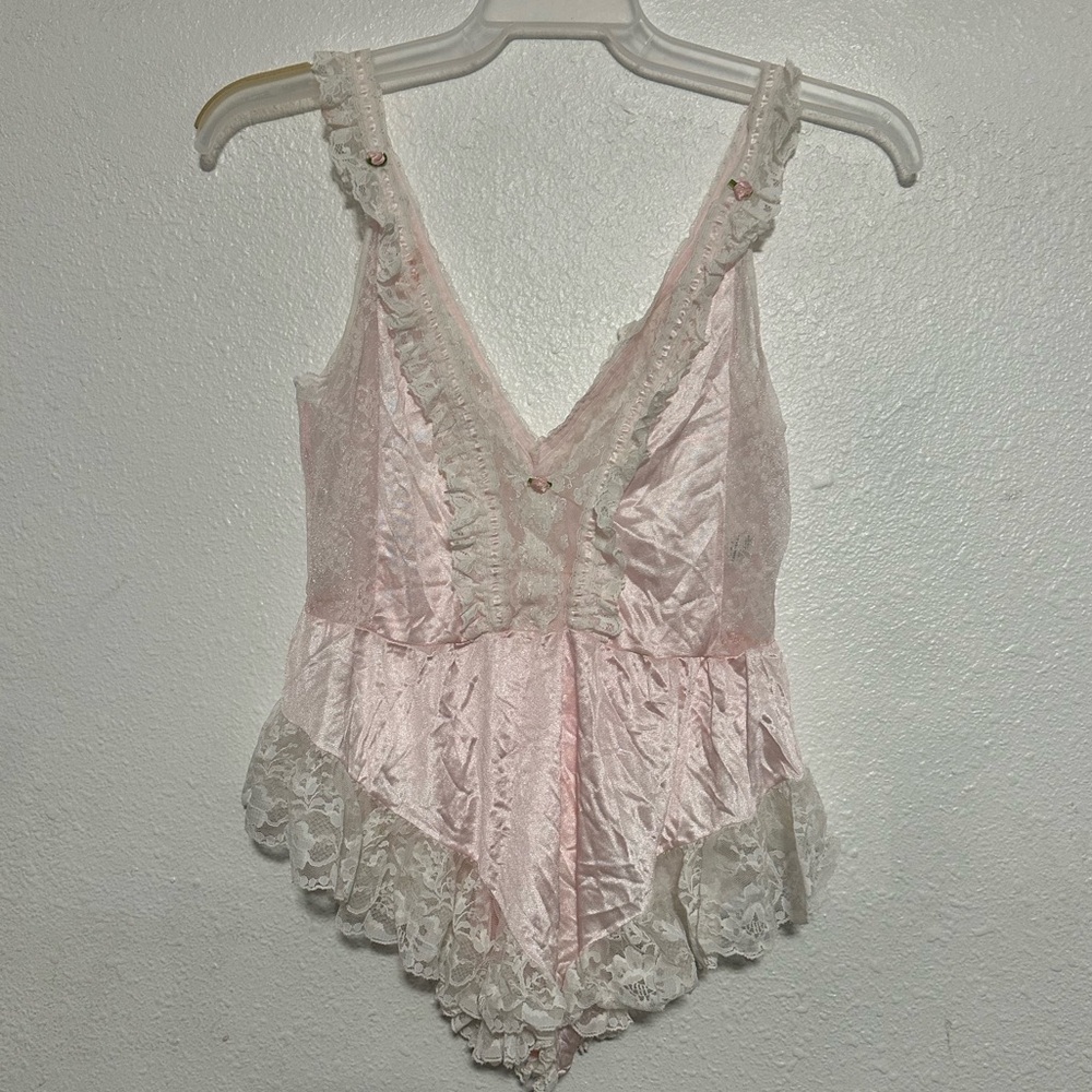 Vintage Tosca lingerie pink and lace romper